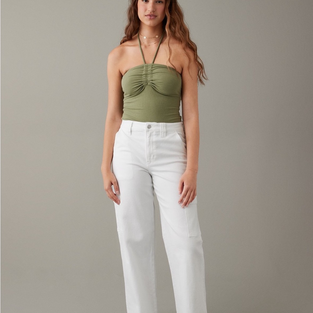 AE Cinch-Front Halter bodysuit